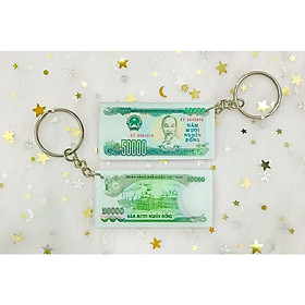 MÓC KHÓA HÌNH TIỀN XƯA - Tờ tiền 50k giấy cotton xanh lá xưa