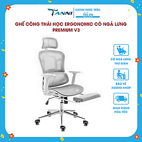 Ghế Xoay Văn Phòng Công Thái Học Cao Cấp Có Ngả Lưng TANNI Premium V3, Ghế Xoay Ngồi Làm Việc Ergonomic Nhập Khẩu