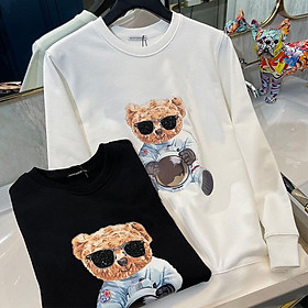Áo thu đông nam dáng ôm, Áo sweater cao cấp chất đẹp in Gấu Đeo Kính mã NZ655