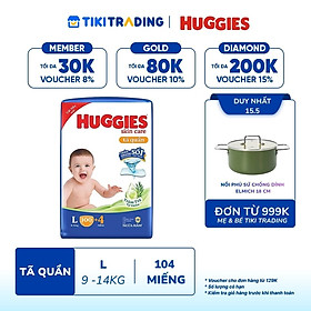 Tã quần Huggies Skin Care Mega Jumbo L100+4 miếng với tràm trà dịu da