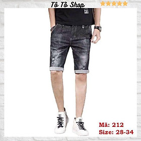 Quần Sọt Nam Quần Short Jean Nam Đen Chất Bò Co Giãn, Không Nhăn