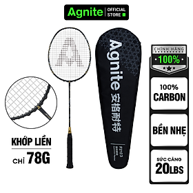 [TẶNG 3 CẦU] Vợt cầu lông đơn cao cấp chơi chuyên nghiệp Agnite, 100% CARBON, khớp nối liền siêu bền nhẹ tặng kèm túi đựng vợt - F2123 cán liền