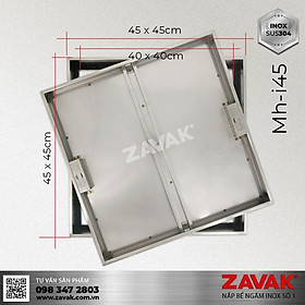 Nắp bể nước ngầm trong nhà Zavak MHI-45. lát gạch âm sàn kích thước 45x45cm. Inox304 chống gỉ