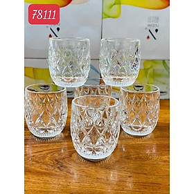 Mua BỘ 6 CỐC THỦY TINH UỐNG NƯỚC CAO CẤP ĐÁY TRÒN HOA VĂN XO