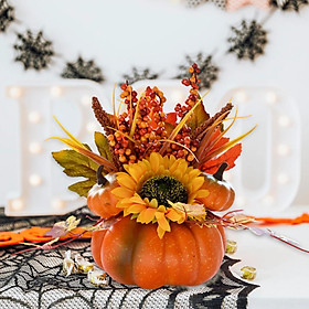 Artificial Pumpkin with Flowers Thanksgiving Decoration Party Decor Centerpieces Autumn Fake Foam Pumpkins for Wedding