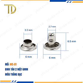 Đinh tán túi xách, đinh tán kim loại quần áo 6mm,8mm cao cấp công nghệ mạ điện độ bền 5-8 năm