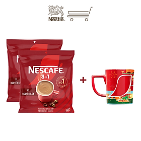 {Đơn 350k giảm 50K vận chuyển}{Mua nhiều giảm thêm}[Tặng ly sứ Tết] Combo 2 Bịch NESCAFE 3IN1 Công thức cải tiến - VỊ NGUYÊN BẢN Bịch 46 gói