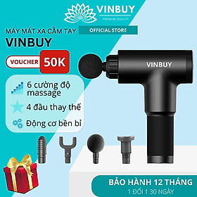 Máy Massage Cầm Tay VinBuy - 6 Cấp Độ, Hỗ Trợ Mát Xa Chuyên Sâu, Giảm Đau Cơ, Cứng Khớp - Quà Tặng Cho Sức Khỏe - Màu đen