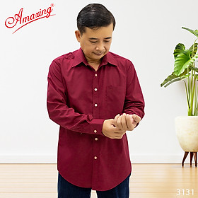 Áo sơ mi nam vạt bầu,tay dài trơn Amazing, form truyền thống, vải CVC 65/35 mềm mịn, nhiều màu, size đại tới 100kg