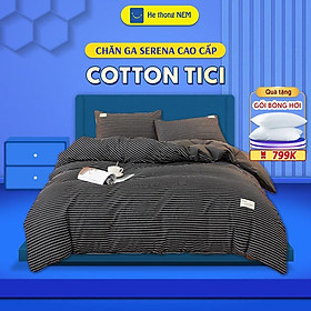 Bộ Vỏ Chăn Ga Gối 5 Món Cotton Tici SERENA Cao Cấp Set Combo Chăn Ra Ga