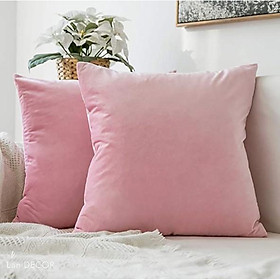 Vỏ gối nhung trơn Landecor sang trọng - VG538-hồng