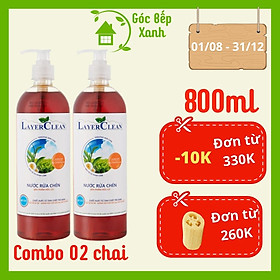 ComBo: 2 Nước Rửa Chén Hữu Cơ Layer Clean - Hương Quế, Thể Tích: 800ml