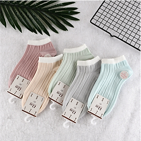 Bộ 5 đôi tất nữ ngắn cổ Pastel - Hàng cao cấp