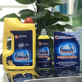 Combo bột rửa bát finish 2,5kg+ muối Finish 1.2kg + bóng làm bóng Finish