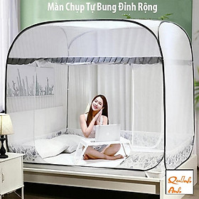 Màn chụp tự bung đỉnh vuông 1 chân viền mẫu màn chống muỗi cao cấp