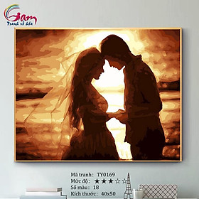 Mua Tranh treo tường tự tô màu theo số Tranh tình yêu đôi lứa bên ánh hoàng hôn mã TY0169