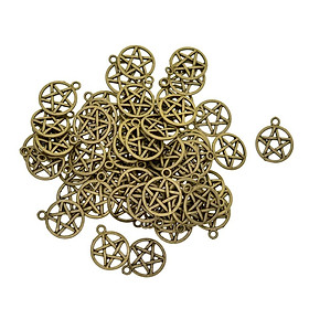 50pcs Round Pentacle Necklace Pendant Base DIY Jewelry Charms Accessories
