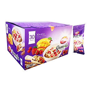 NGŨ CỐC ĂN KIÊNG TRÁI CÂY VÀ HẠT GRANOLA THÙNG 30 GÓI 40GR DAN D PAK 100% thành phần tự nhiên, phù hợp với người bận rộn, ăn kiêng, giảm cân