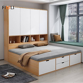 Giường ngủ kết hợp tủ áo đầu giường hiện đại FINILI tiết kiệm diện tích F772.5