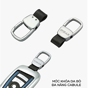 Móc khóa da bò cabule cao cấp, móc chìa khóa đa năng thiết kế thanh lịch, sang trọng