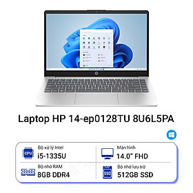 Laptop HP 14 - ep0112TU 8C5L1PA (Intel Core i5-1335U | 16GB | 512GB | Intel Iris Xe | 14 inch FHD | Win 11 | Bạc) - Hàng Chính Hãng - Bảo Hành 12 Tháng