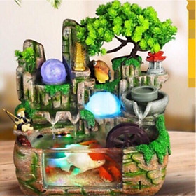 Mua Thác nước phong thủy kèm bơm  đèn led  phun sương và ông câu