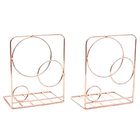 Giá Chặn Sách Kim Loại Để Bàn Hình Vòng Tròn - Màu Đồng (Bộ 2 Cái)