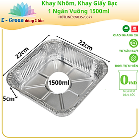 Mua Combo 10-50 Khay Nhôm  Khay Giấy Bạc 1 Ngăn Vuông 1500ml Có Nắp  Đựng Thực Phẩm  Đồ Nướng Tiện Lợi - Egreen dùng 1 lần