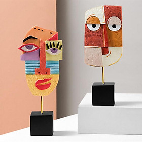2x Modern Resin Crafts Abstract Face Statue Art Ornament Cabinet] Home Shelf
