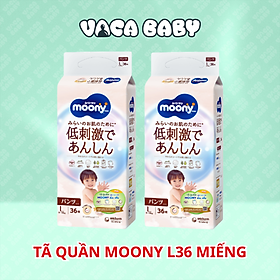 COMBO 2 Bỉm - Tã quần Moony Natural size L-36 miếng (cho bé 9-14kg)
