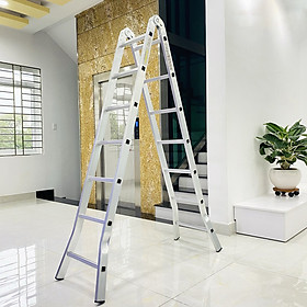 Thang nhôm gấp chữ A SUMIKA SK207 - chữ A cao 2.0m, chữ I cao 4.0m, tải trọng 150kg