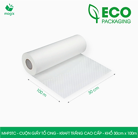 MHP3TC - 30cm x 100m - Cuộn giấy tổ ong chống sốc - Kraft trắng Cao Cấp - Giấy gói hàng, gói quà