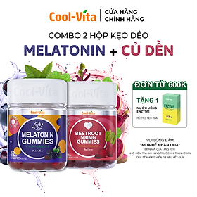 Combo Kẹo Dẻo Melatonin & Kẹo Dẻo Củ Dền Thuần Chay Coolvita - Cải Thiện Giấc Ngủ -Giảm Căng Thẳng - Hỗ Trợ Bổ Sung Sắt, Lưu Thông Máu & Hỗ Trợ Bổ Sung Năng Lượng 2 Hộp (60 viên x 3g)/hộp