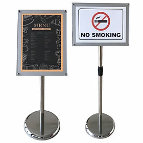 Standee trụ inox khung mica A4