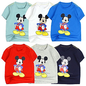 Áo thun cổ tròn in chuột Mickey cho bé trai 0.5-12 tuổi từ 10 đến 35 kg 04940-04951