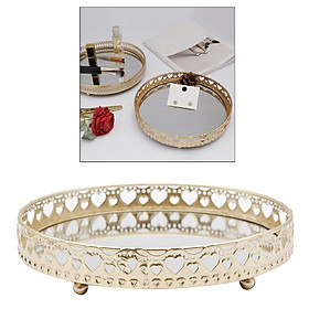 Tray Serving Mirror Jewelry Dish Storage Display Tray 17.5x17.5x5cm Line