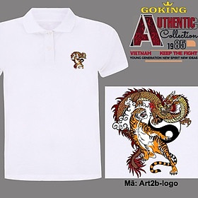 Long Hổ Tranh Đấu, mã logo.art2b. Áo thun polo cổ bẻ cho nam nữ, form unisex. Áo phông cá sấu hàng hiệu Goking, quà tặng cao cấp cho gia đình, cặp đôi, doanh nghiệp