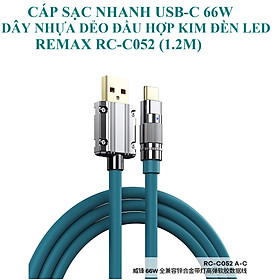 Cáp sạc nhanh 66W USB-C Remax Wefon Series Zinc-alloy elastic RC C052 A-C 1.2m _ hàng chính hãng