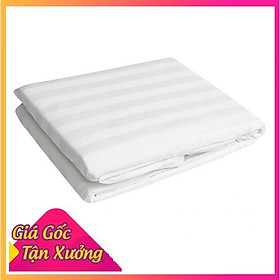 Vỏ chăn cotton trắng sọc T300 cho khách sạn đủ kích thước 1m8/2m2/2m4 x 2m