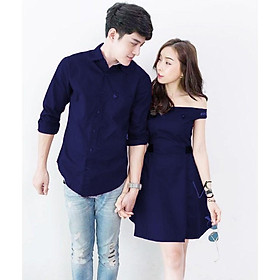 Áo váy đôi nam nữ ️️ áo đôi váy sơ mi chụp ảnh đẹp AV18