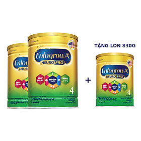 Bộ 2 lon sữa bột Enfagrow A+ Neuropro 4 Vị thanh mát với dưỡng chất DHA & MFGM cho trẻ từ 2–6 tuổi- 1.7kg - Tặng 1 lon 830g