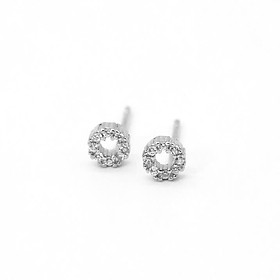 Khuyên Tai Bạc Blue Peach Tiny Sparkle KT408