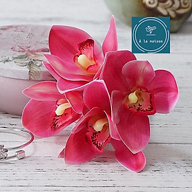 Mua Bó hoa địa lan 4 nhánh cao 26cm đẹp rực rỡ sang trọng  hoa cô dâu  hoa decor trang trí nhà cửa