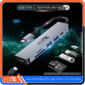 Mua Hub Chuyển Đổi USB Type C HT SYS 6 in 1 To HDMI  USB 3.0  SD  TF  PD 100W - Hàng Chính Hãng