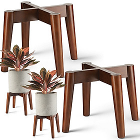 Mua (Bộ 2) Giá Đỡ Chậu Cây  Đôn Gỗ Để Chậu Hoa Để Bàn - Cao 19 cm x Rộng 24 cm