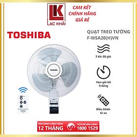 Quạt treo tường Toshiba F-WSA20(H)VN - 3 cánh, động cơ bạc thau - 3 mức gió - Điều khiển từ xa - Hẹn giờ tắt - Hàng chính hãng, bảo hành 12 tháng