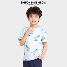 Áo cộc tay cho bé trai size đại Bigfox Miss Meow mùa hè chất cotton xuất Hàn, in động vật cỡ 3,6,9,11 tuổi 30kg 40kg - ÁO BT X.MINT K.LONG - 100cm, 12-14kg (3)
