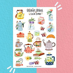 Sticker sheet  tea time - chuyên dán, trang trí sổ nhật kí, sổ tay | Bullet journal sticker - unim005