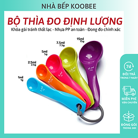 Bộ thìa đong, muỗng đong nhà bếp 5 cái, thìa đo lường, định lượng bột, sữa, gia vị, chế biến đồ ăn dặm cho bé