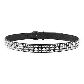 Women Belt Metal Buckle Punk Belts Studded Leather Belt Jeans Accessories Black